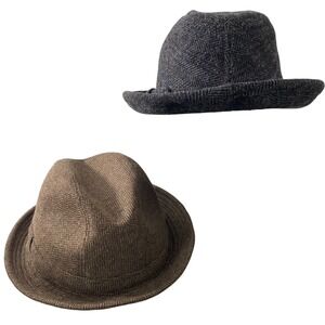 Vintage Country Gentleman Herringbone Set of 2 Wool Blend Fedora Hat Mens Size L